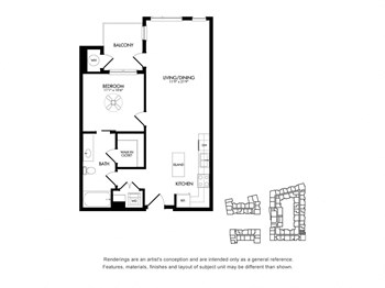1N w/ Balcony floor plan
